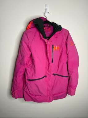 Helly Hansen Bright Pink Ski Jacket with Orange Logo Accent size medium